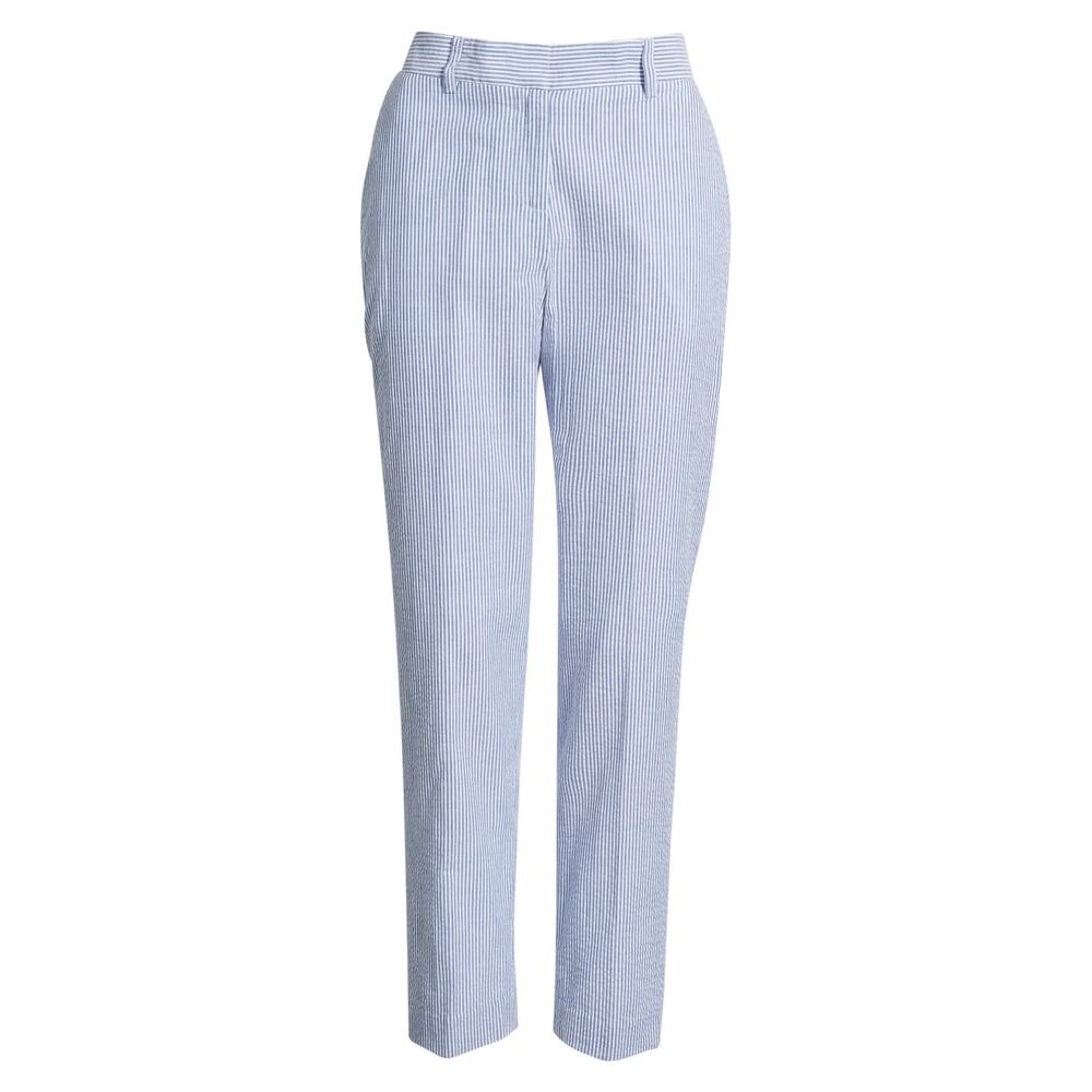 Tahari ASL Seersucker Straight Leg Pants Blue Size 2 3579 - Picture 2 of 4